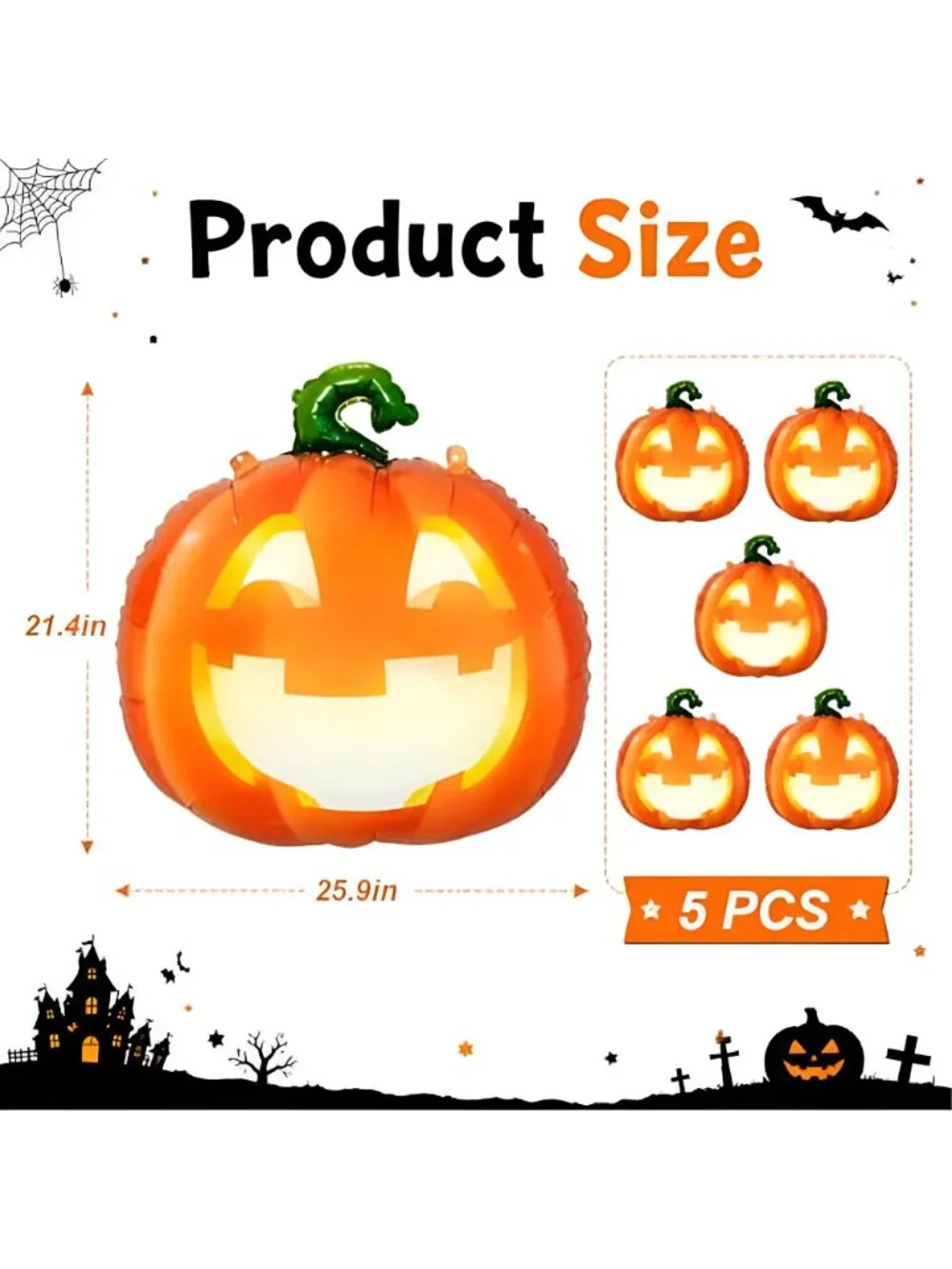 5 Pcs Halloween Balloons Pumpkin Balloons for Halloween Party Decorations